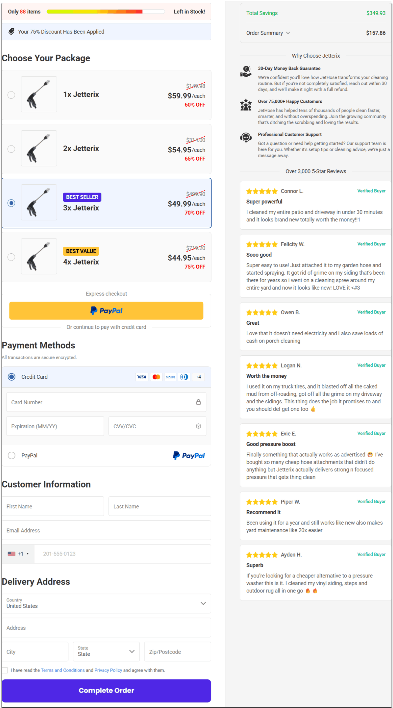 Jetterix secure checkout page
